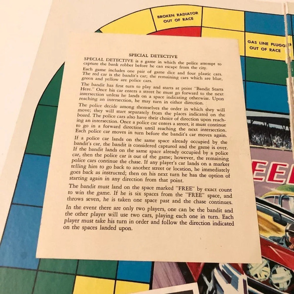 Vintage 1959 Special Detective Speedway Car Racing Board Game Saalfield Pub Co - Picture 13 of 16